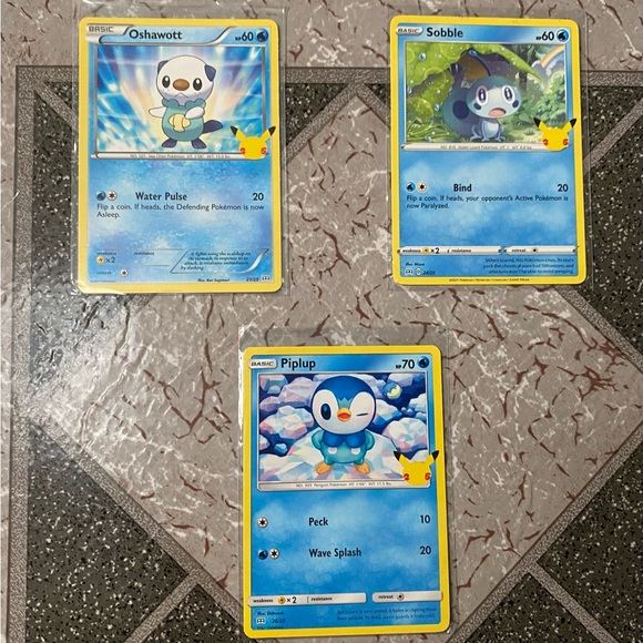 Pokemon McDonald's 25th anniversary Promo 3 card lot Oshawott, Sobble, Piplup 21 - Picture 2 of 3